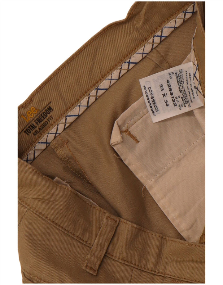 Lee Mens Relaxed Fit Chino Trousers W33 L34 Beige Cotton