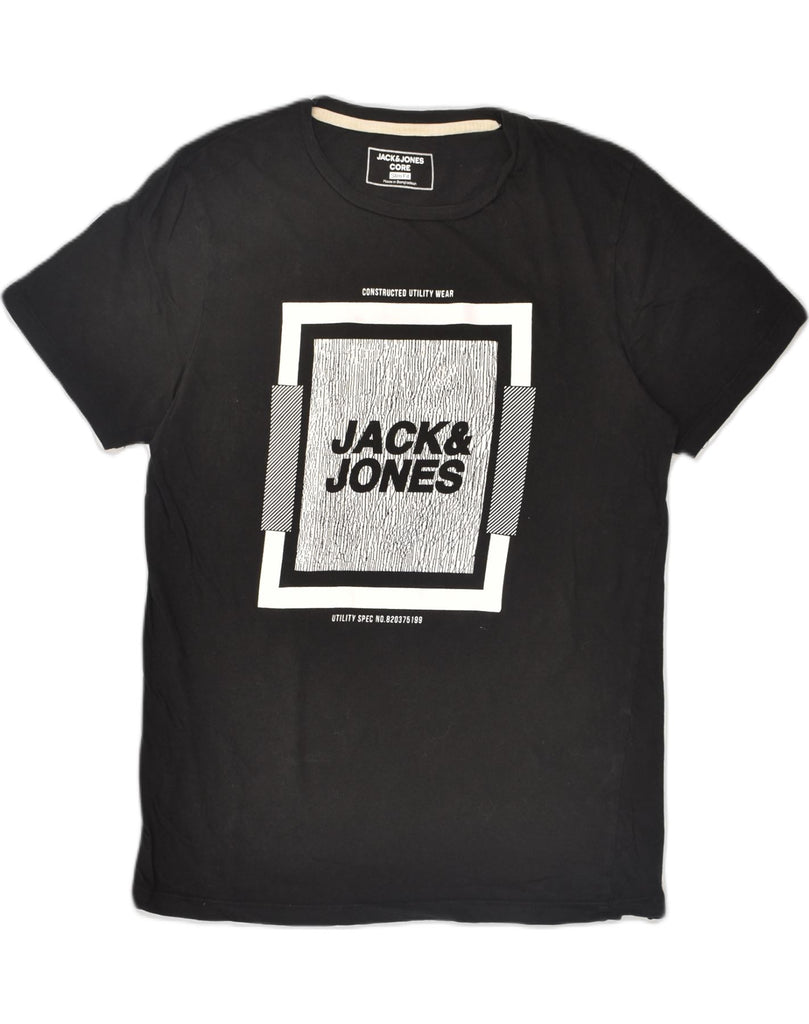 JACK & JONES Mens Core Slim Fit Graphic T-Shirt Top Medium Black Cotton | Vintage Jack & Jones | Thrift | Second-Hand Jack & Jones | Used Clothing | Messina Hembry 