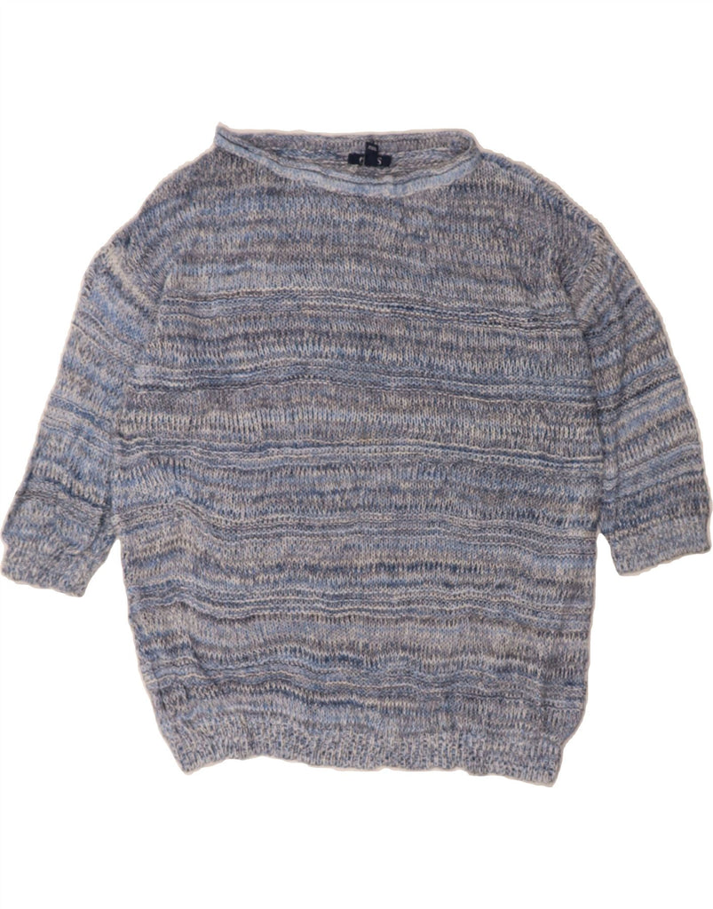 CHAPS Womens 3/4 Sleeve Boat Neck Jumper Sweater UK 18 XL Blue Striped Vintage Chaps and Second-Hand Chaps from Messina Hembry 