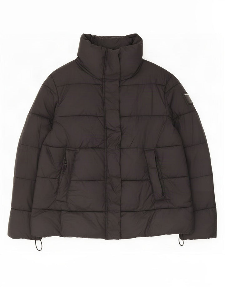 Replay Womens Graphic Padded Jacket UK 14 Medium Black Polyamide