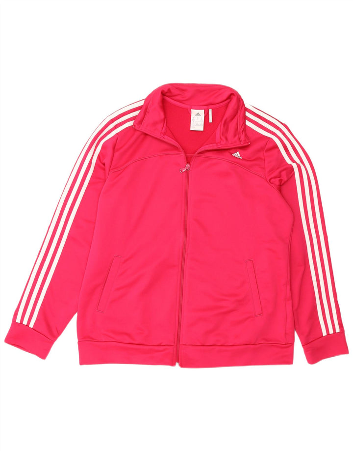 Adidas Womens Climalite Tracksuit Top Jacket UK 20/22 XL Pink Polyester