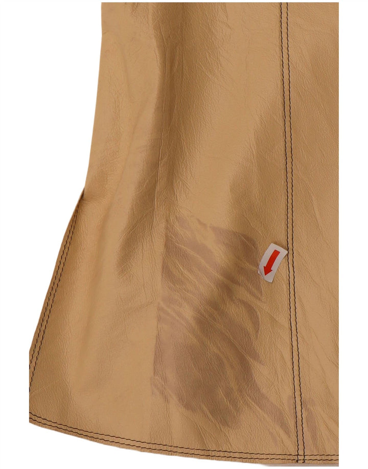 Vintage Womens Leather Gilet IT 44 Medium Beige Leather