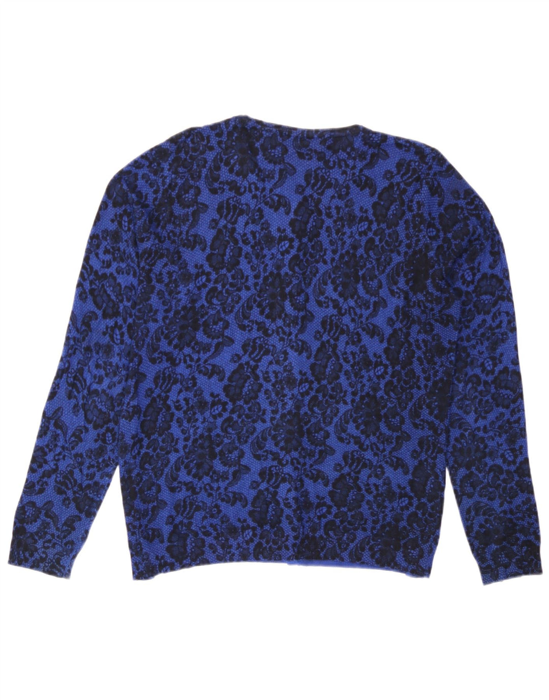 Marks & Spencer Womens Cardigan Sweater UK 12 Medium Blue Floral