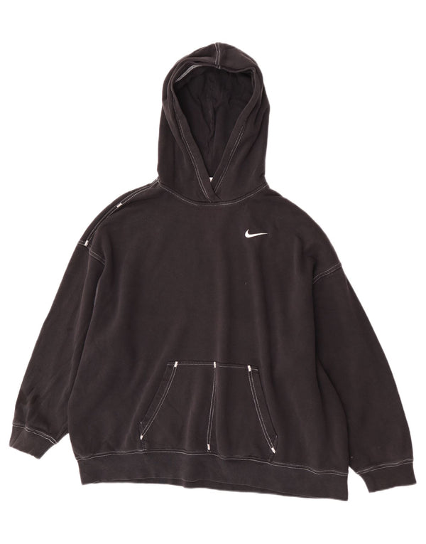 Nike Womens Oversized Hoodie Jumper UK 10 Small Black Cotton