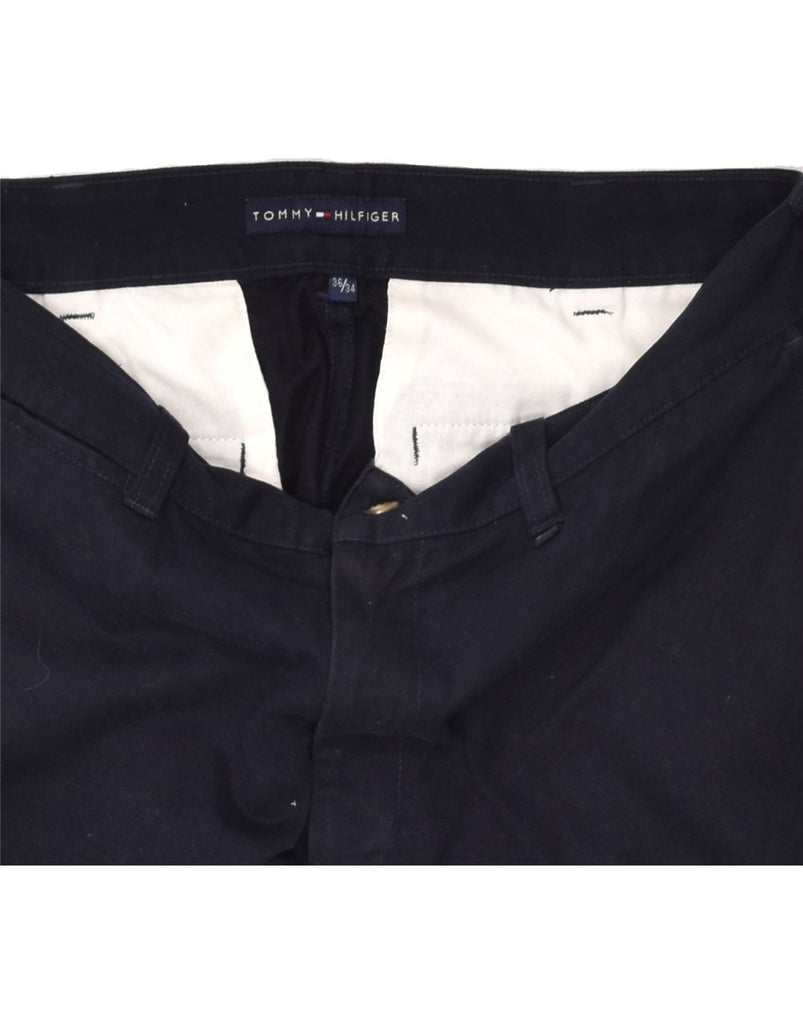 TOMMY HILFIGER Mens Straight Casual Trousers W36 L28 Navy Blue Cotton | Vintage Tommy Hilfiger | Thrift | Second-Hand Tommy Hilfiger | Used Clothing | Messina Hembry 