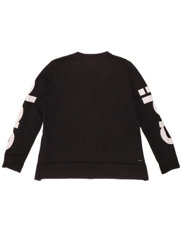 Adidas Womens Climalite Graphic Sweatshirt Jumper IT 44 Medium Black Cotton