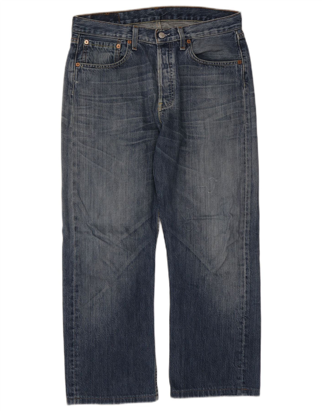 LEVI'S Mens 501 Straight Jeans W32 L26 Blue Cotton