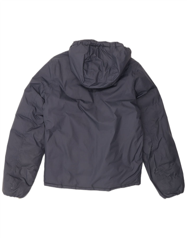 K-Way Womens Hooded Reversible Padded Jacket UK 14 Medium Navy Blue