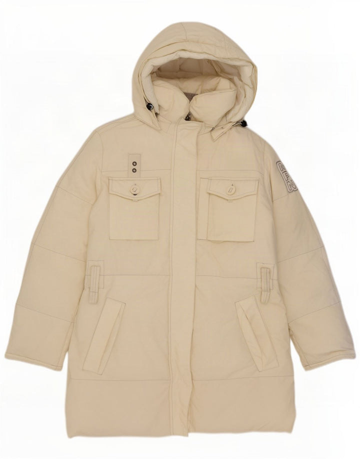 Murphy & Nye Womens Oversized Graphic Hooded Padded Coat UK 10 Small White