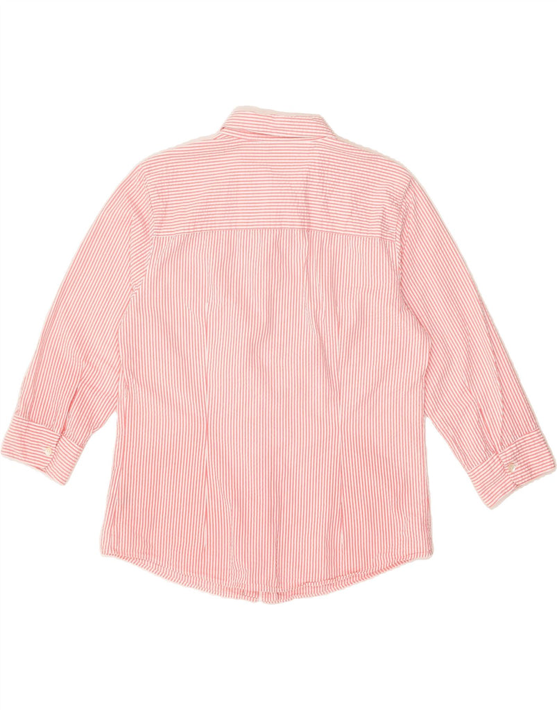 L.L.BEAN Womens 3/4 Sleeve Shirt UK 14 Medium Pink Pinstripe Cotton | Vintage L.L.Bean | Thrift | Second-Hand L.L.Bean | Used Clothing | Messina Hembry 