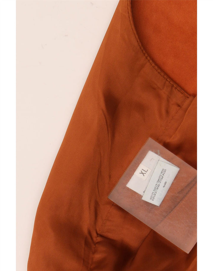 Vintage Mens Leather Waistcoat XL Brown Leather