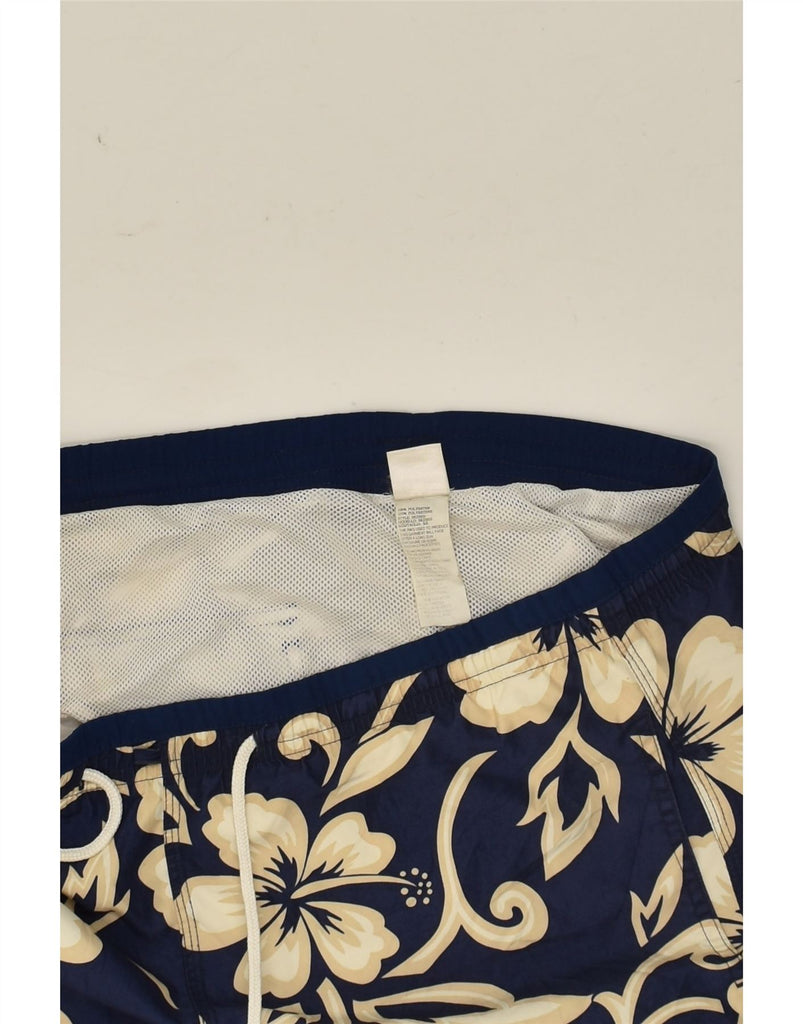 SUNDEK Mens Swimming Shorts Small Navy Blue Floral Polyester | Vintage Sundek | Thrift | Second-Hand Sundek | Used Clothing | Messina Hembry 