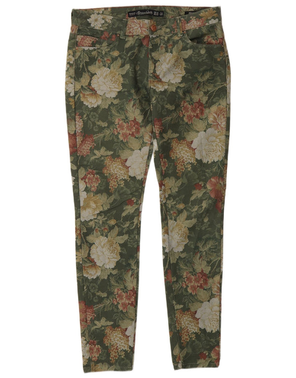 Zara Womens Jegging Trousers EU 38 Small W28 L30 Green Floral