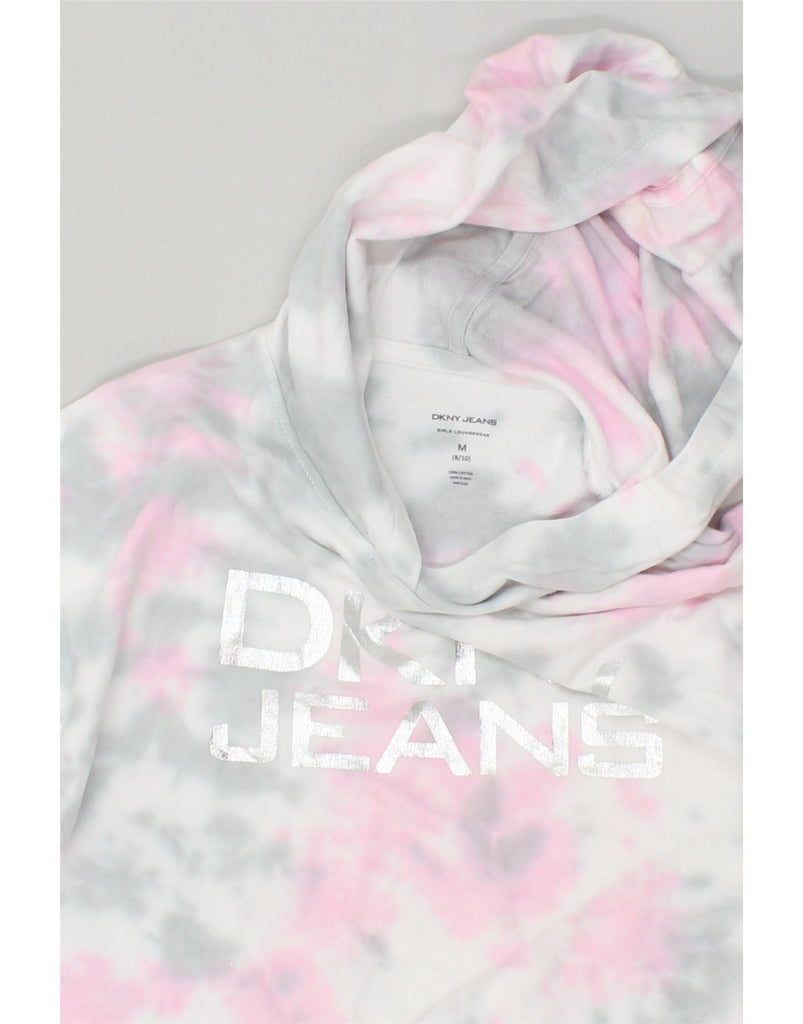 DKNY Girls Graphic Hoodie Jumper 8-9 Years Medium  Pink Tie Dye Cotton | Vintage Dkny | Thrift | Second-Hand Dkny | Used Clothing | Messina Hembry 