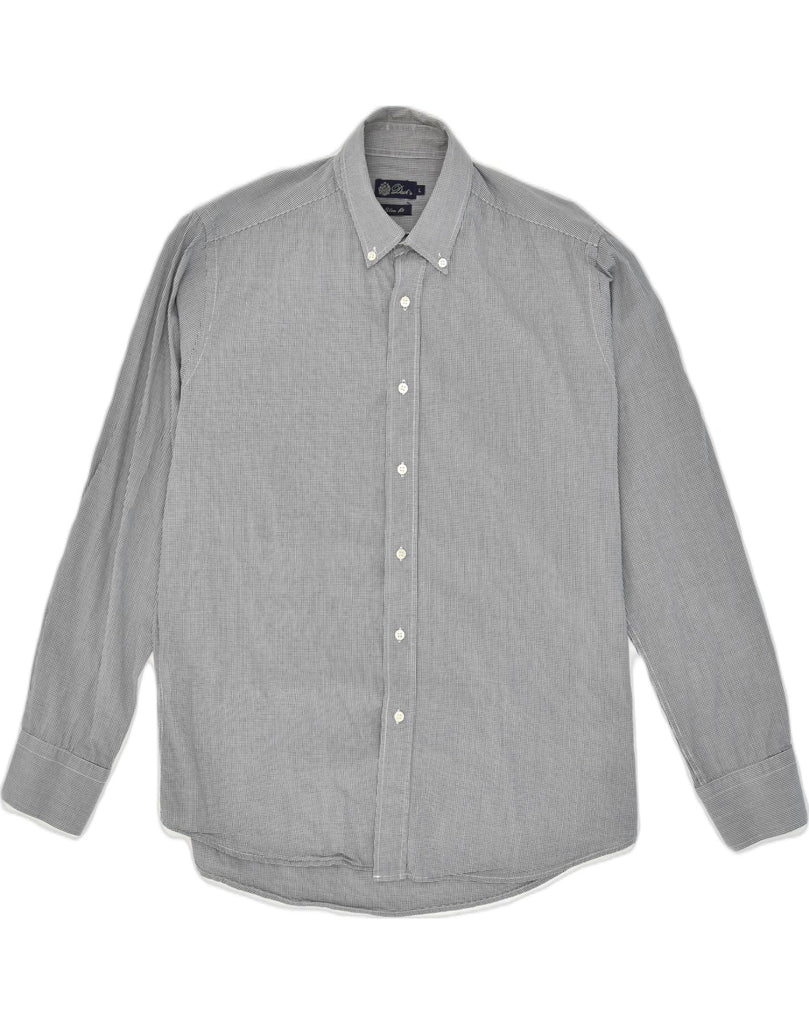 DACK'S Mens Slim Fit Shirt Large Grey Gingham Cotton | Vintage Dack's | Thrift | Second-Hand Dack's | Used Clothing | Messina Hembry 