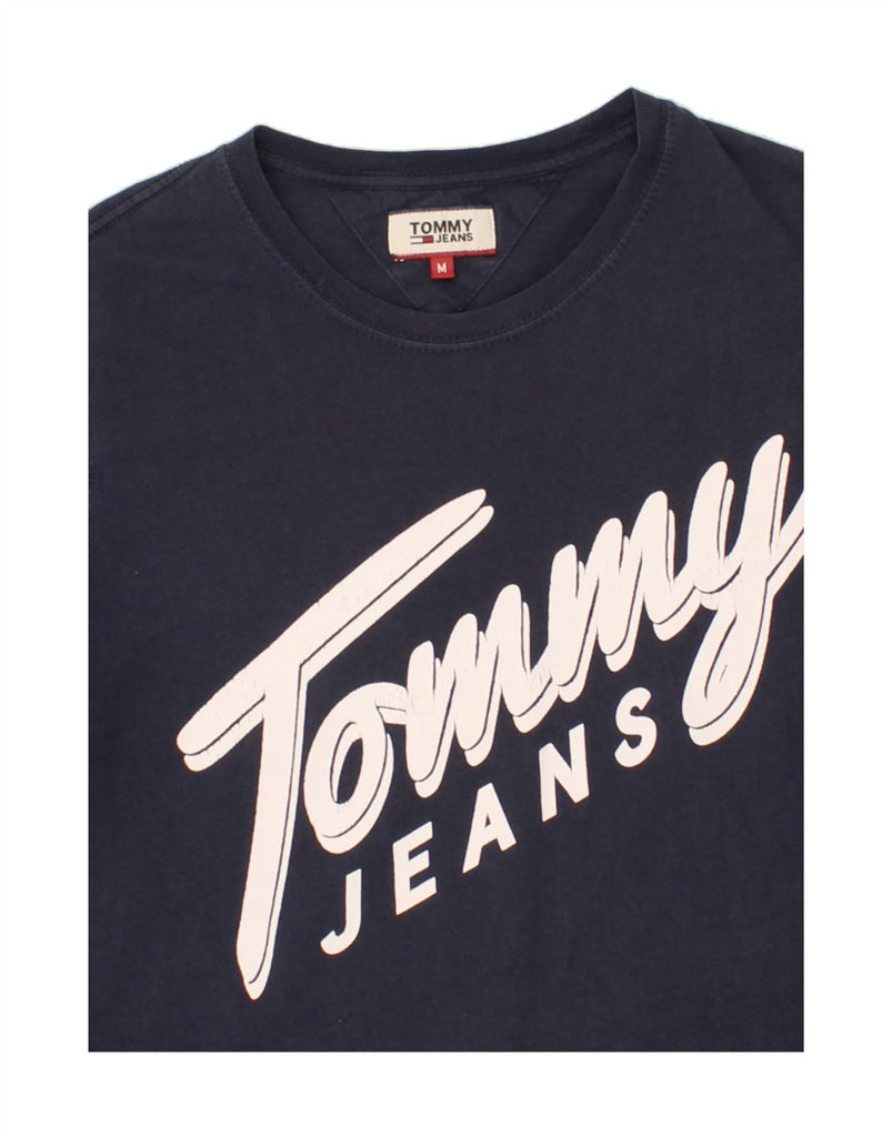 TOMMY HILFIGER Womens Graphic T-Shirt Top UK 12 Medium Navy Blue Cotton Vintage Tommy Hilfiger and Second-Hand Tommy Hilfiger from Messina Hembry 