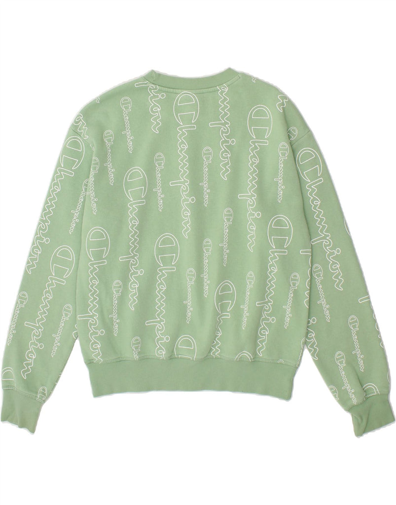 CHAMPION Womens Graphic Sweatshirt Jumper UK 16 Large Green Cotton Vintage Champion and Second-Hand Champion from Messina Hembry 