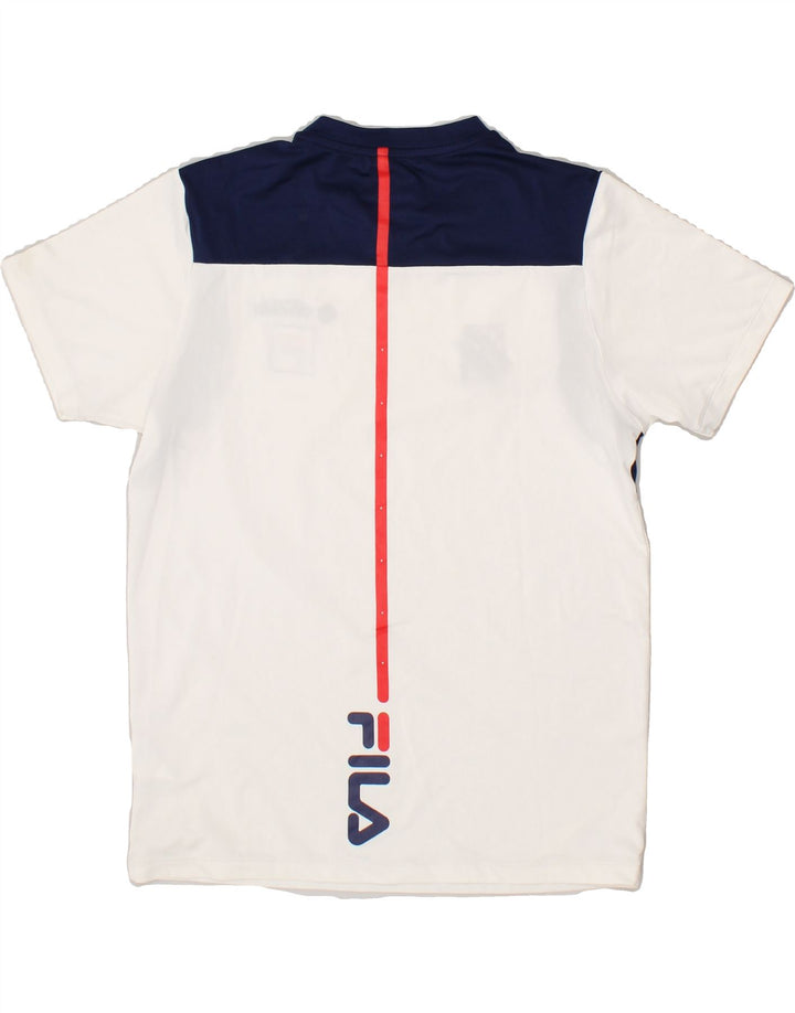 FILA Boys Graphic T-Shirt Top 11-12 Years White Colourblock Polyester | Vintage Fila | Thrift | Second-Hand Fila | Used Clothing | Messina Hembry 