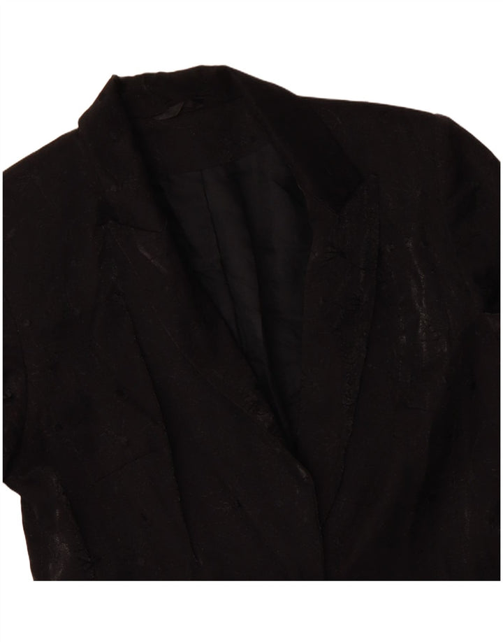 RICHARDS Womens Overcoat UK 10 Small Black Floral Viscose