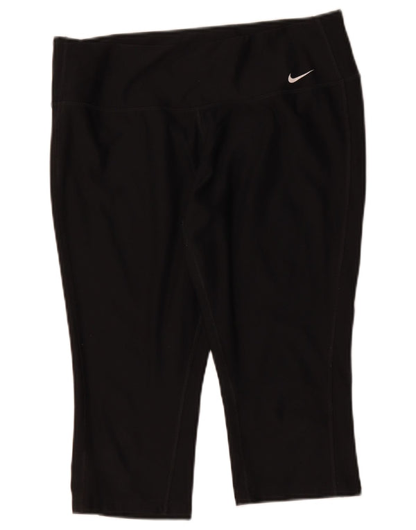 Nike Womens Dri Fit Capri Leggings UK 14 Large Black Polyester