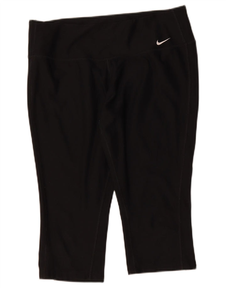 Nike Womens Dri Fit Capri Leggings UK 14 Large Black Polyester