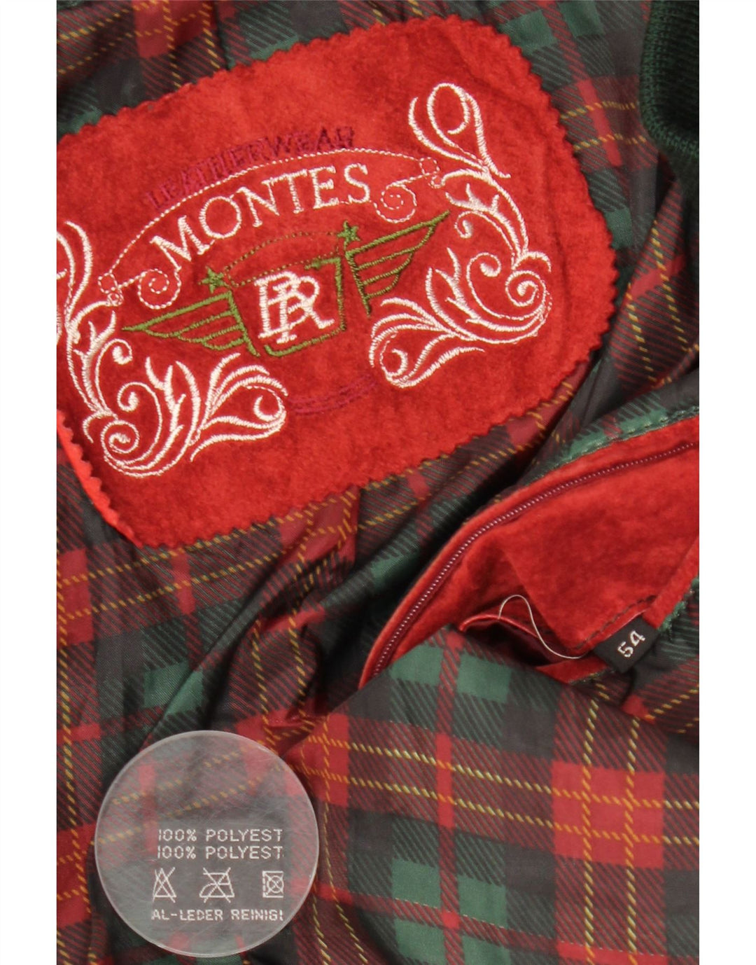 MONTES Mens Bomber Jacket IT 54 2XL Red Colourblock Polyester