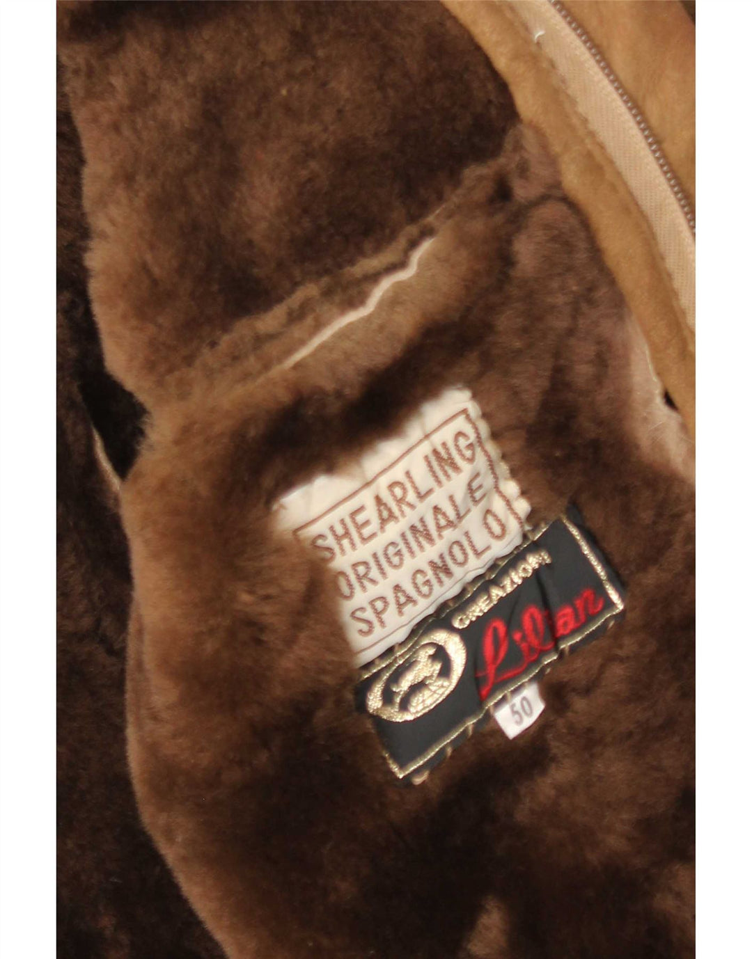 Vintage Mens Shearling Jacket IT 50 Large Brown