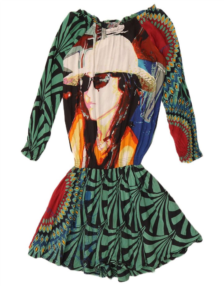 Desigual Womens Graphic Drop Waist Dress EU 38 Medium Multicoloured Floral