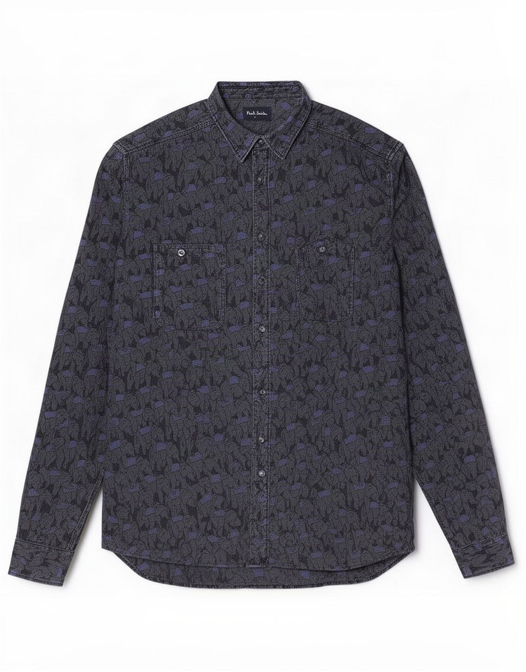 Paul Smith Mens Shirt Large Grey Animal Print Cotton