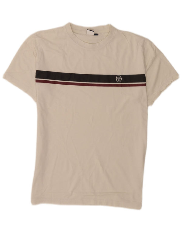 Sergio Tacchini Mens T-Shirt Top Medium White Colourblock Cotton