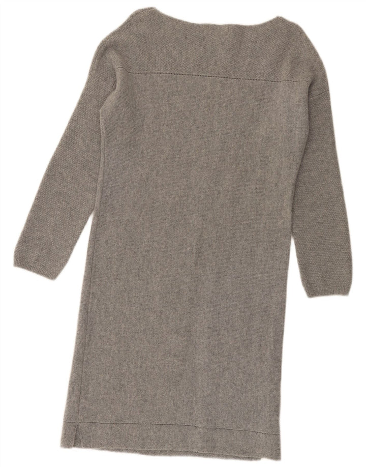 MONSOON Womens Long Sleeve Jumper Dress UK 10 Small Grey Wool