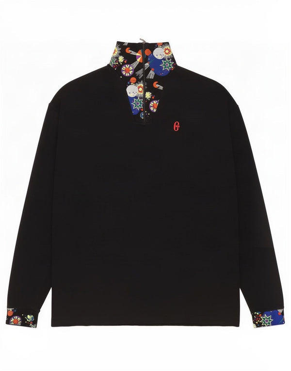 Conte of Florence Womens Top Long Sleeve UK 16 Large Black Geometric
