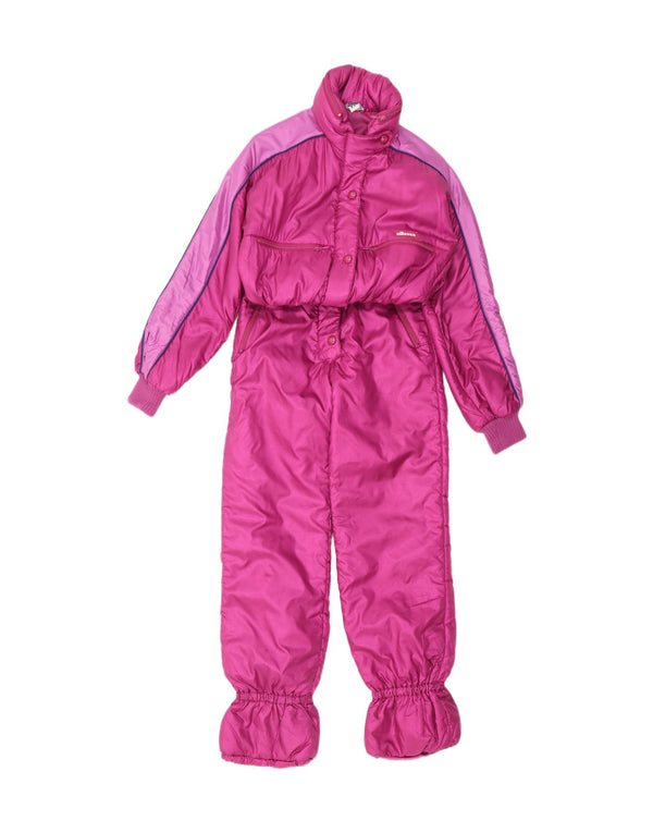 Ellesse Girls Ski Jumpsuit 11-12 Years Pink Colourblock Nylon Retro
