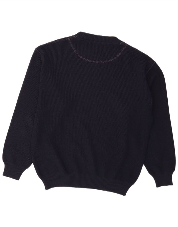 Explorer Mens Crew Neck Jumper Sweater IT 50 Medium Navy Blue Wool