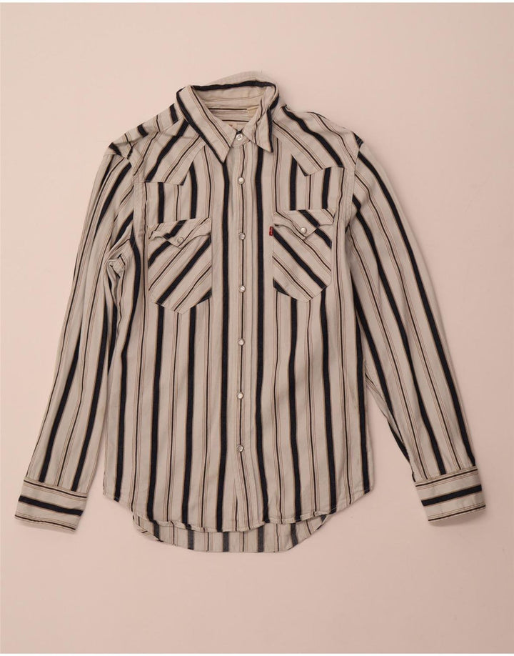 LEVI'S Mens Flannel Shirt Small White Striped