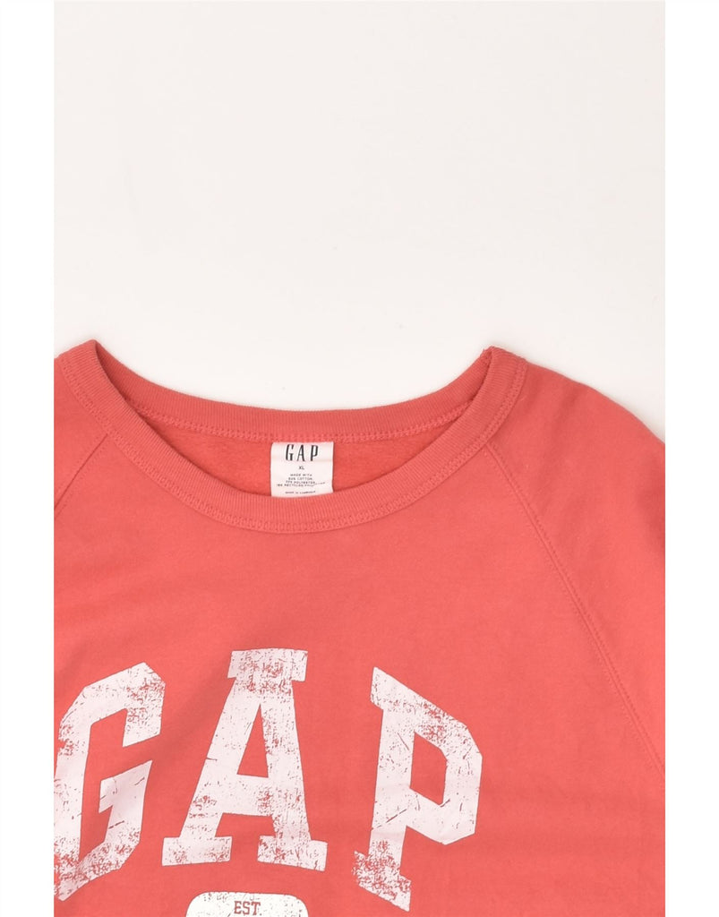 GAP Womens Graphic Sweatshirt Jumper UK 18 XL Pink Cotton | Vintage Gap | Thrift | Second-Hand Gap | Used Clothing | Messina Hembry 