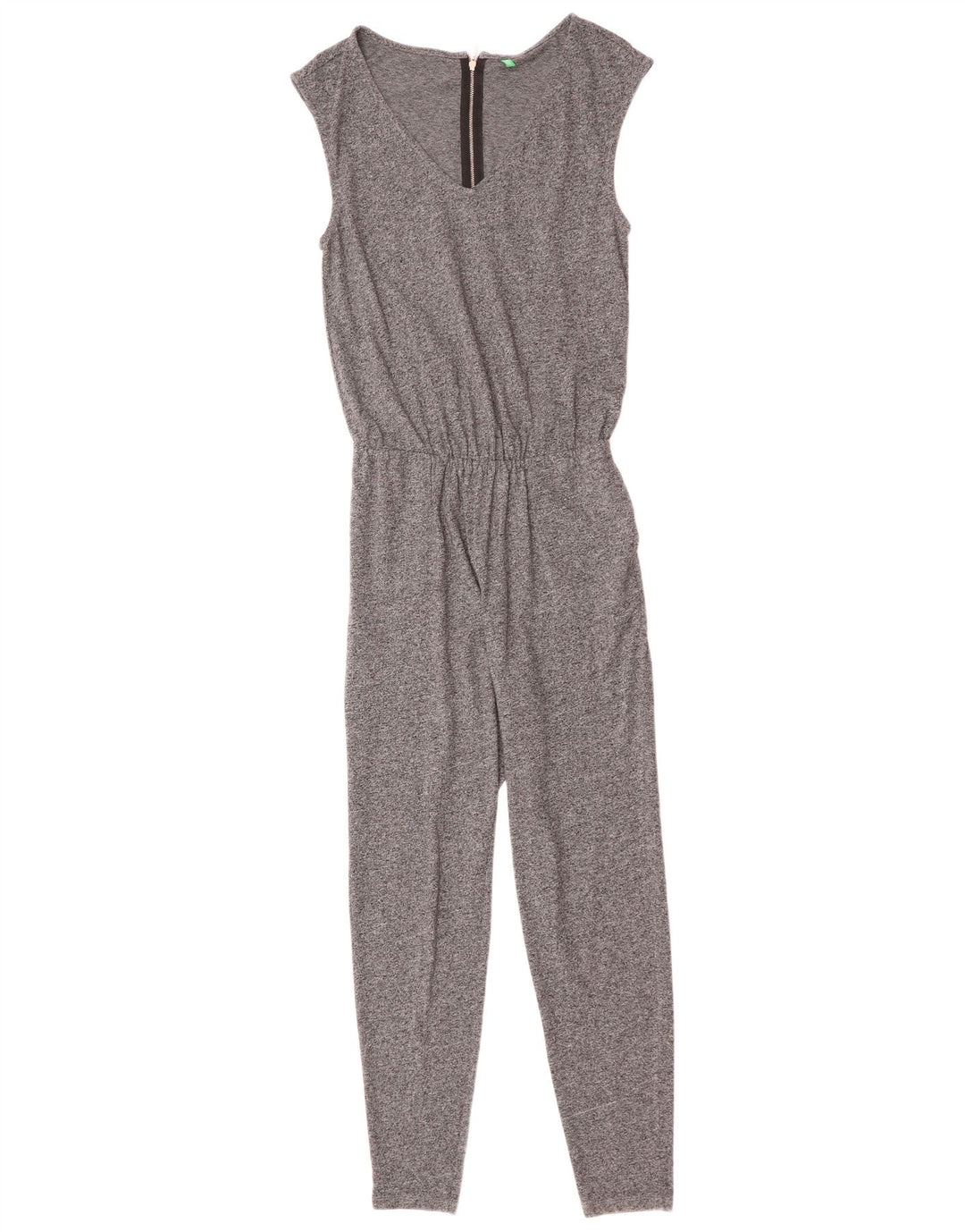 BENETTON Womens Sleeveless Jumpsuit UK 6 XS  Grey Flecked Cotton