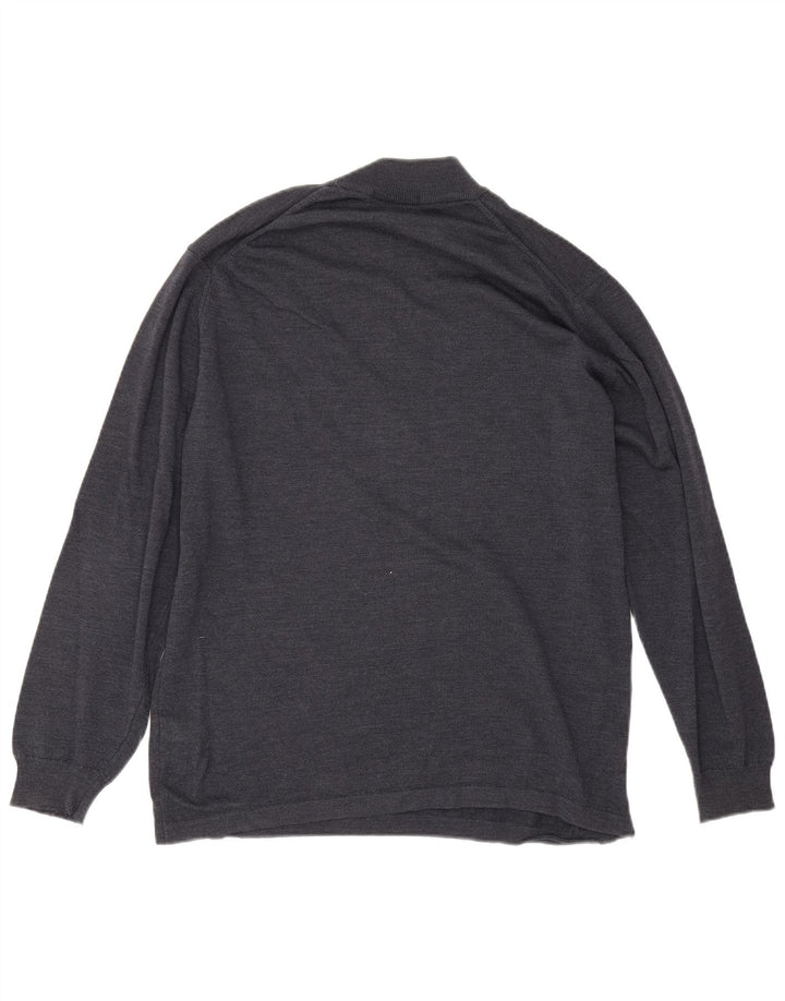 Marks & Spencer Mens Turtle Neck Jumper Sweater Large Navy Blue Merino Wool