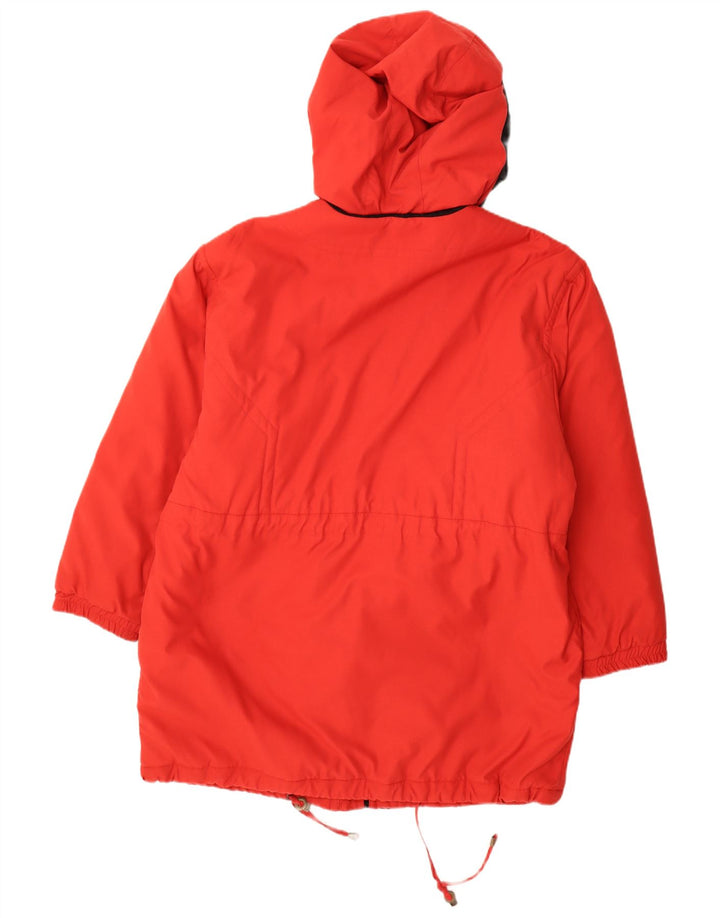 Vintage Womens Hooded Oversized Padded Coat EU 44 XL Red Colourblock