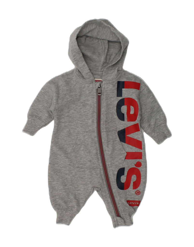 LEVI'S Baby Boys Graphic Hooded Bodysuit 0-3 Months Grey Cotton | Vintage Levi's | Thrift | Second-Hand Levi's | Used Clothing | Messina Hembry 