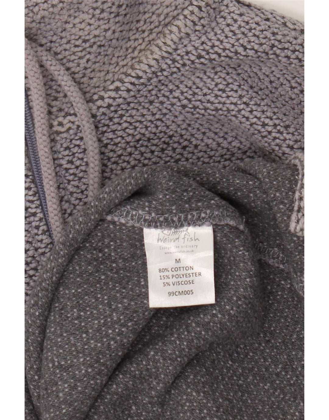Weird Fish Mens Zip Neck Sweatshirt Jumper Medium Grey Flecked Cotton