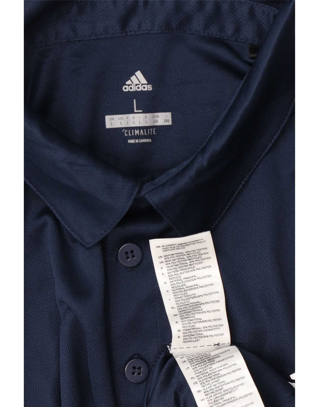 Adidas Mens Climalite Polo Shirt Large Navy Blue Polyester