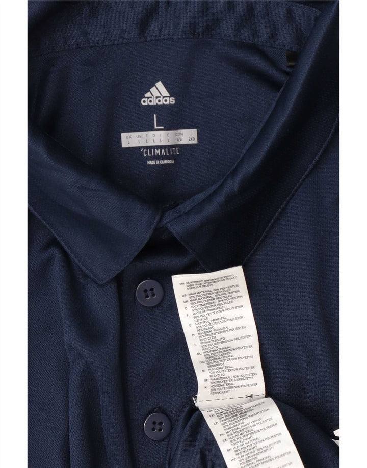 Adidas Mens Climalite Polo Shirt Large Navy Blue Polyester