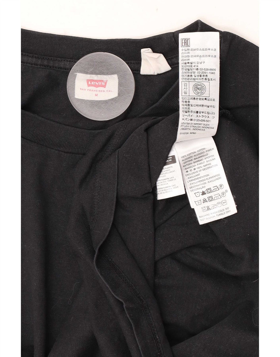 Levi's Womens T-Shirt Top UK 14 Medium Black Cotton