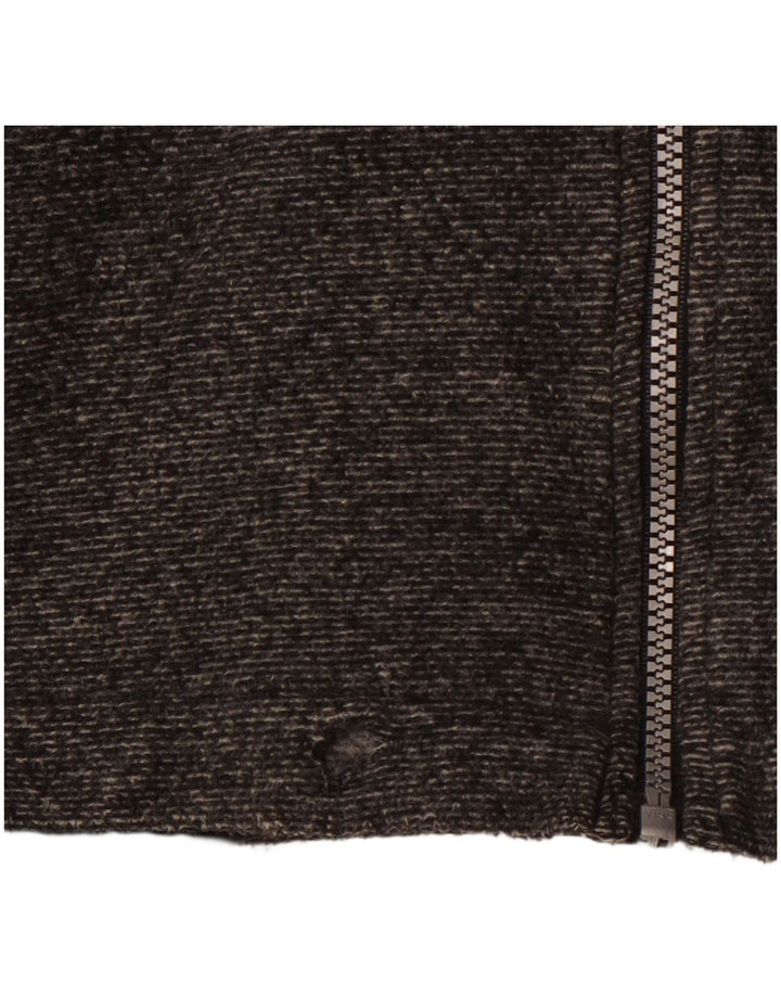 CHAMPION Mens Hooded Fleece Jacket UK 42 XL Grey Pinstripe Polyester