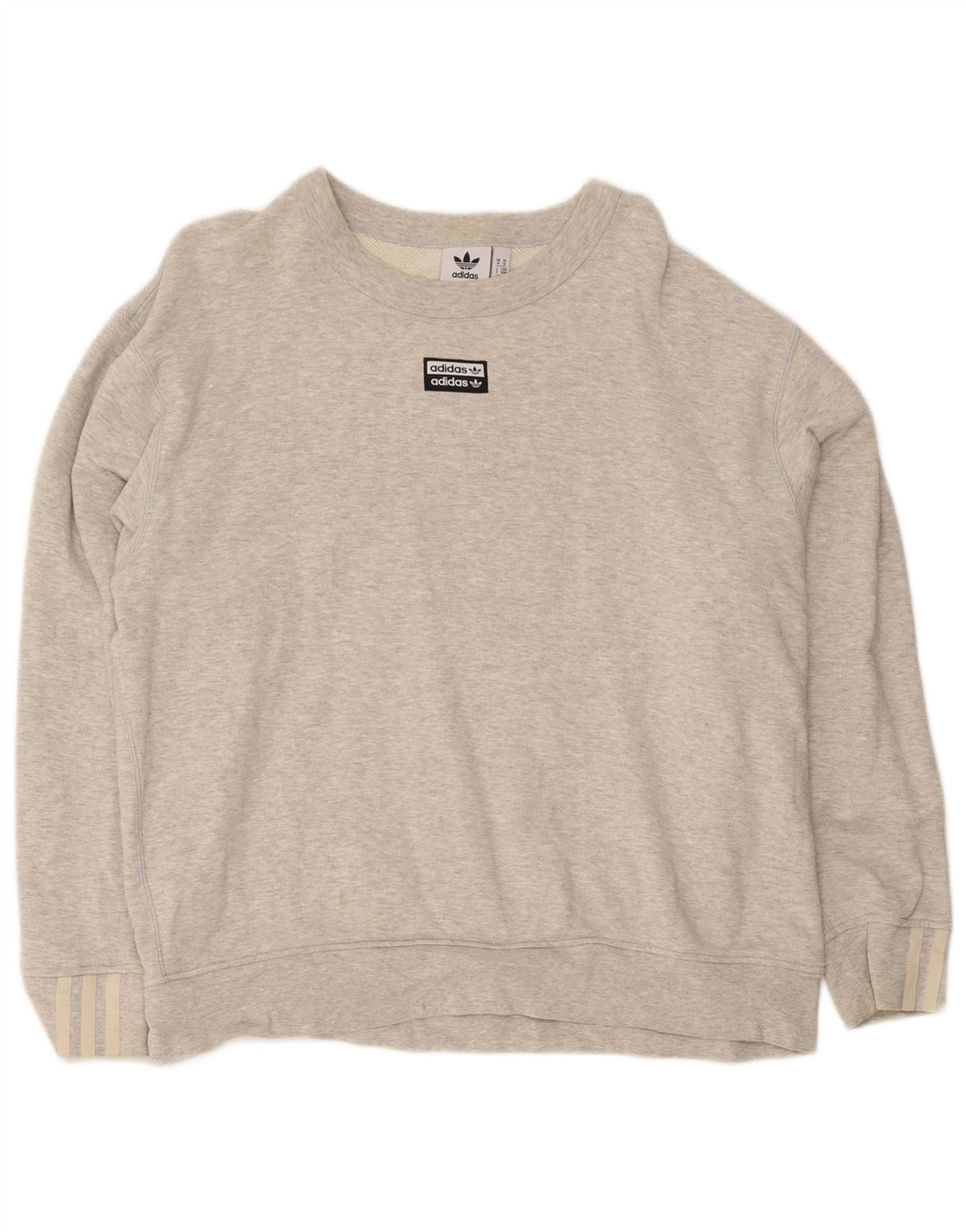 Adidas Mens Loose Fit Sweatshirt Jumper Medium Grey Flecked Cotton