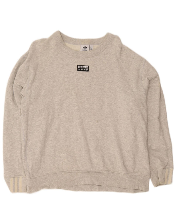 Adidas Mens Loose Fit Sweatshirt Jumper Medium Grey Flecked Cotton