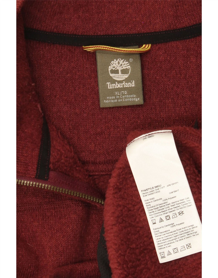 Timberland Mens Tracksuit Top Jacket XL Burgundy Polyester