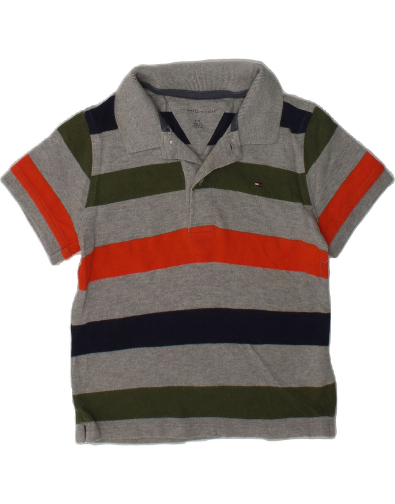 TOMMY HILFIGER Boys Polo Shirt 3-4 Years Grey Striped Cotton | Vintage Tommy Hilfiger | Thrift | Second-Hand Tommy Hilfiger | Used Clothing | Messina Hembry 