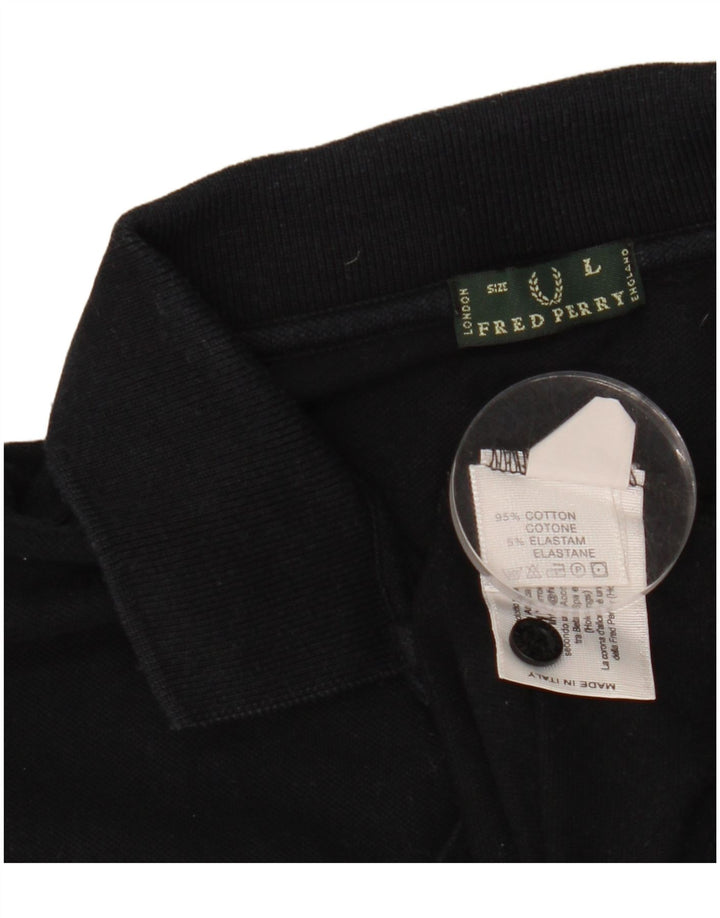 FRED PERRY Womens Polo Shirt UK 16 Large Black Cotton
